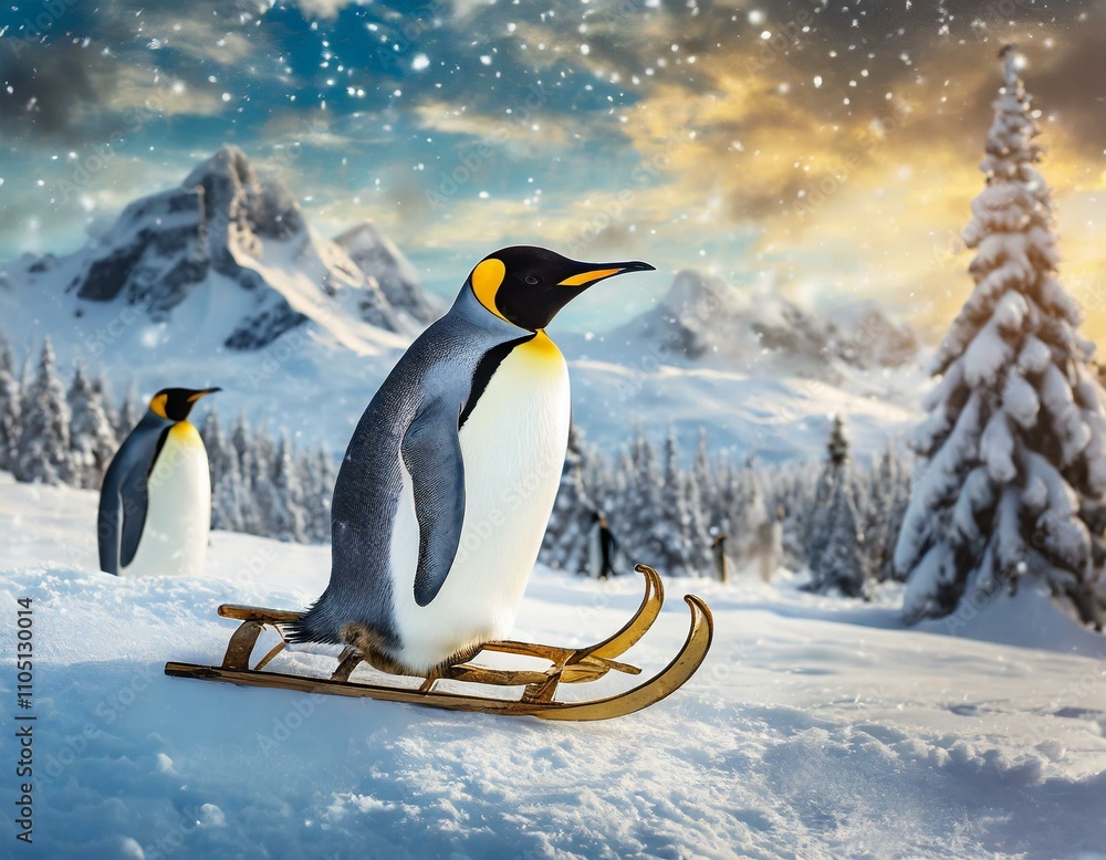 Fototapeta premium Eine Schlittenfahrt im Winter