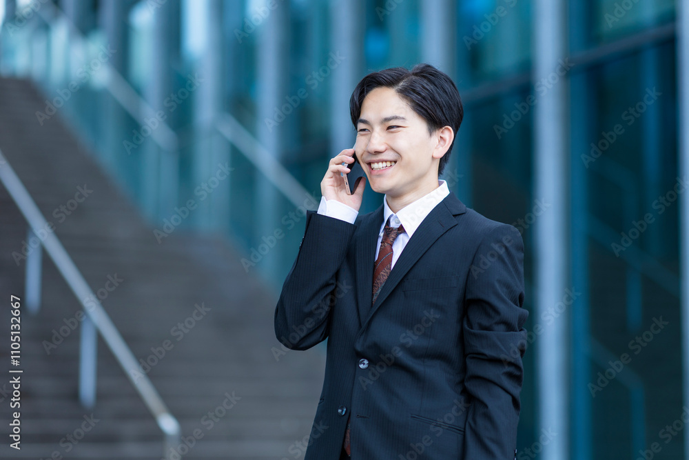 電話をするビジネスマン 電話をするビジネスマン