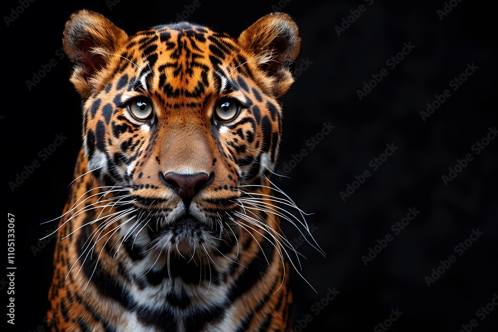 Majestic Portrait of a Bengal Tiger Against a Black Background for Wildlife Conservation Art Majestic Portrait of a Bengal Tiger Against a Black Background for Wildlife Conservation Art