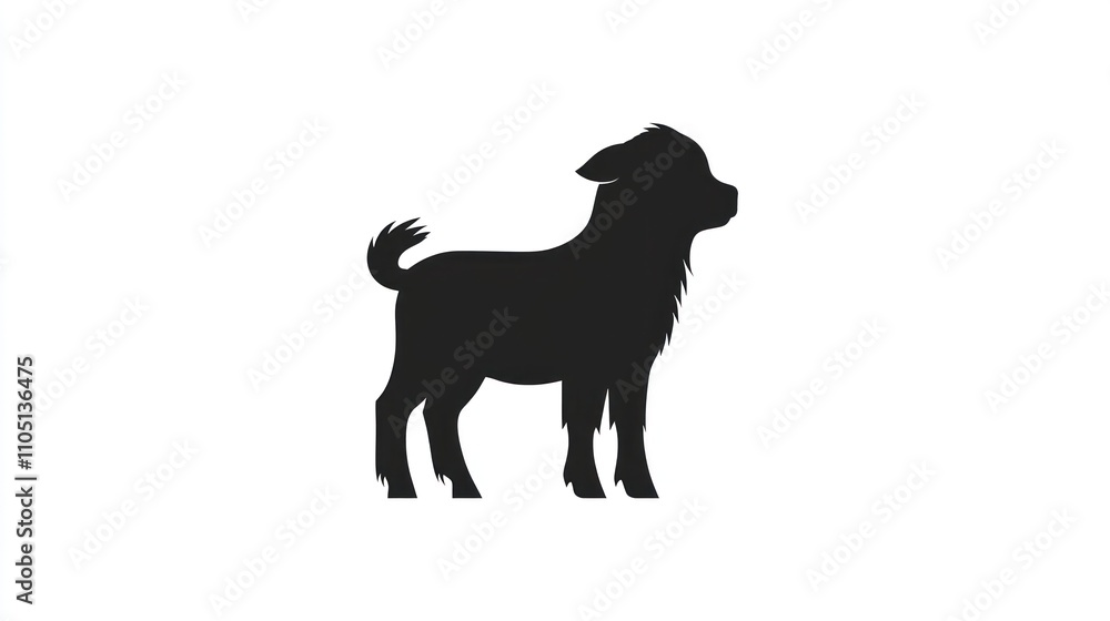 Black Silhouette Of A Young Goat Standing Black Silhouette Of A Young Goat Standing