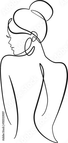 Woman Elegant Silhouette Minimal One Line Drawing. Female Figure Creative Contemporary Single Line Drawing. Beauty Female Body, Elegant Vector Minimalist Art for Fashion Design, Wall Art, Prints