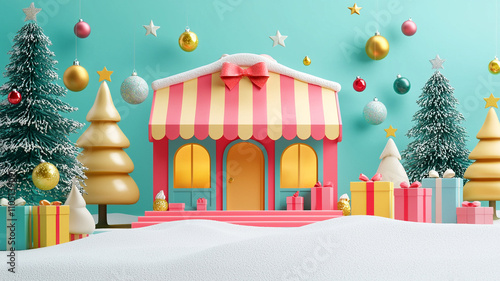 Festive ai generated holiday scene cozy winter wonderland digital art home environment vibrant viewpoint cheerful concept photo