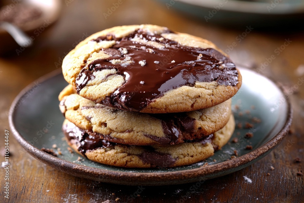 a stack of freshly baked chocolate chip cookies a stack of freshly baked chocolate chip cookies