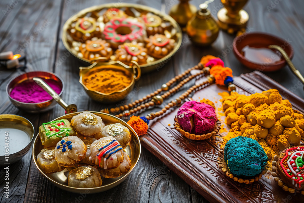 Greeting card with holiday composition for celebrate Raksha Bandhan Greeting card with holiday composition for celebrate Raksha Bandhan