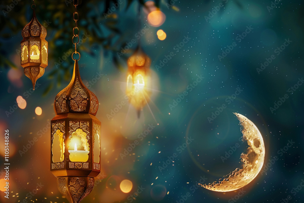 Beautiful greeting card with holiday composition for celebrate Ramadan Beautiful greeting card with holiday composition for celebrate Ramadan