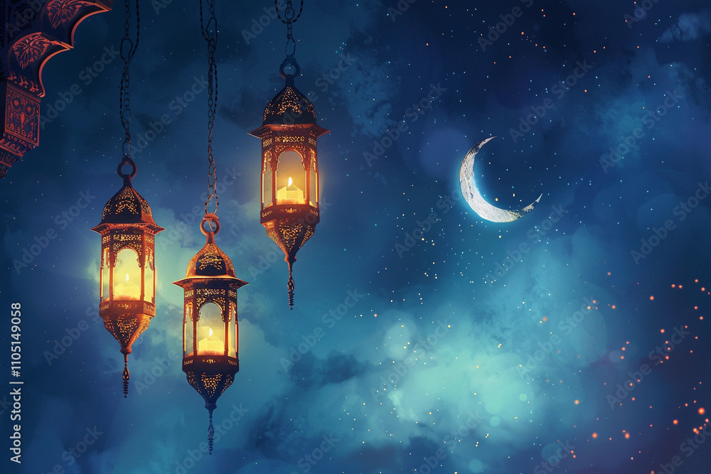 Beautiful greeting card with holiday composition for celebrate Ramadan Beautiful greeting card with holiday composition for celebrate Ramadan