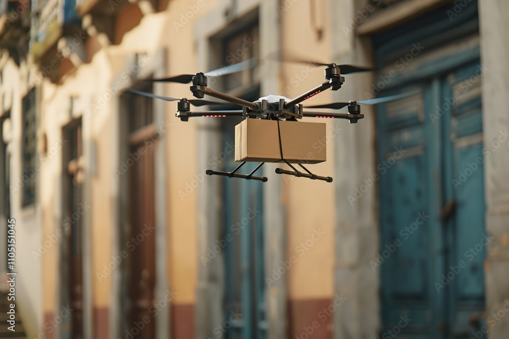 Drone flying in sky over beautiful nature during observation from top Drone flying in sky over beautiful nature during observation from top