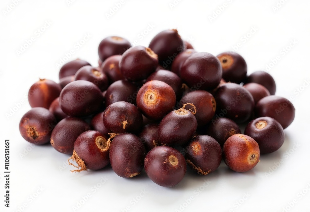 Obraz premium Dark Red Berries Pile on White Background.