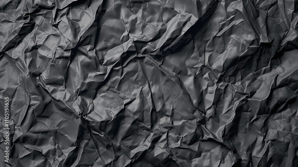 Black Crumpled Paper Texture with Subtle Low Light Background Black Crumpled Paper Texture with Subtle Low Light Background