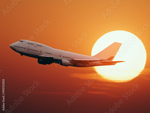 Wallpaper Mural majestic airplane taking off against vibrant sunset, symbolizing freedom and adventure Torontodigital.ca