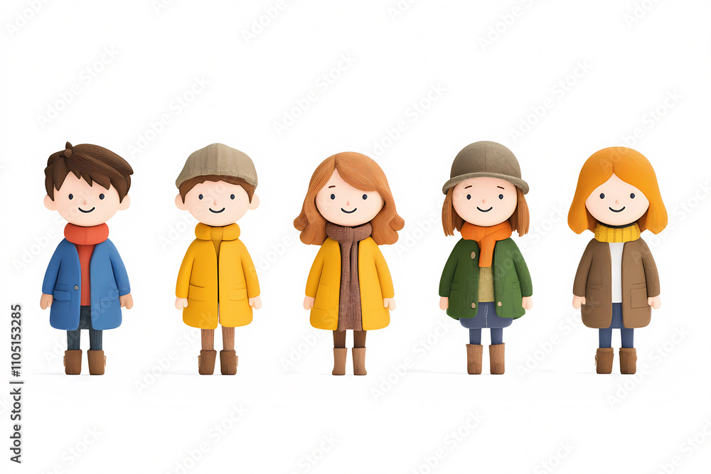 A vibrant scene of children enjoying a colorful autumn day in a park showcasing playful innocence. On white background A vibrant scene of children enjoying a colorful autumn day in a park showcasing playful innocence. On white background