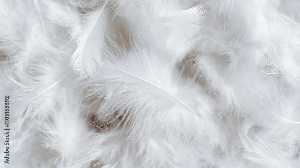 Obraz premium White Feather Pattern Texture Background with a Soft and Wooly Appearance