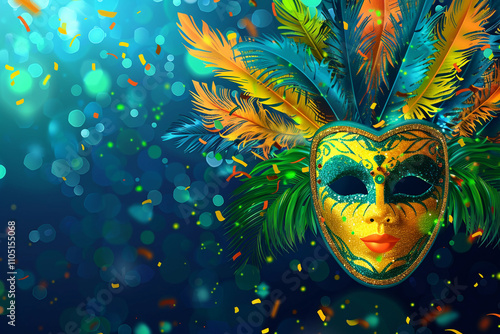 Wallpaper Mural Beautiful greeting card with bright holiday composition for happy celebrate mardi gras Torontodigital.ca