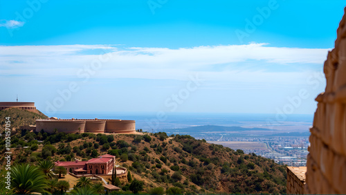 Views of the Walls of San Cristobal Hill in front of the Alcazaba of Almeria, Spain photo