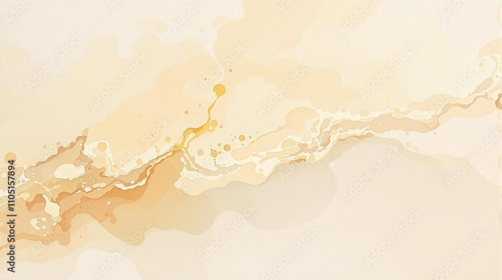 Obraz premium Abstract watercolor painting featuring pistachio milk splashes on beige canvas, swirl pattern, culinary creativity, nut drink, swirls and splatters, swirls of cream