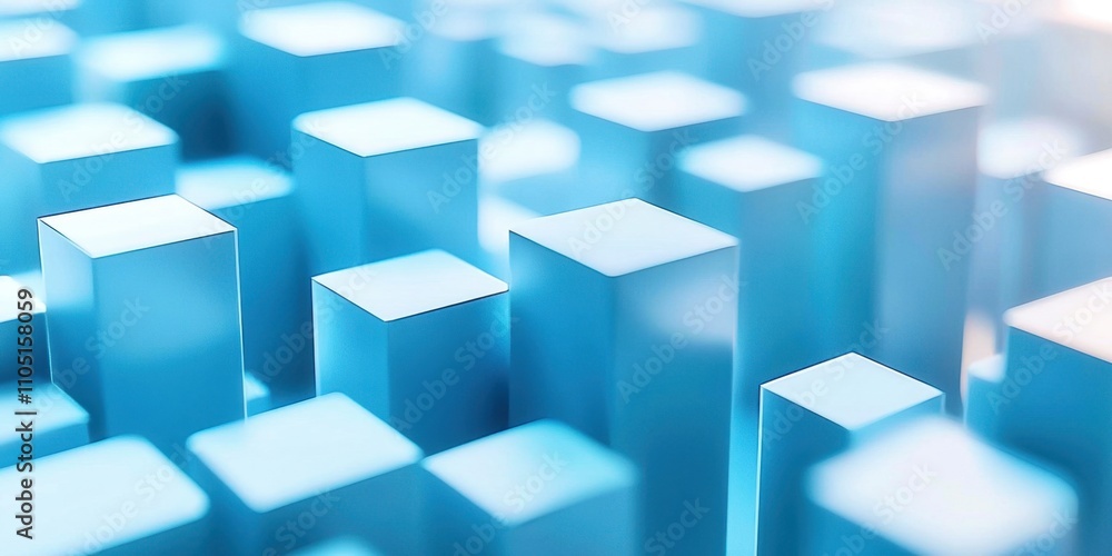 Obraz premium Blue cube is shown in the foreground