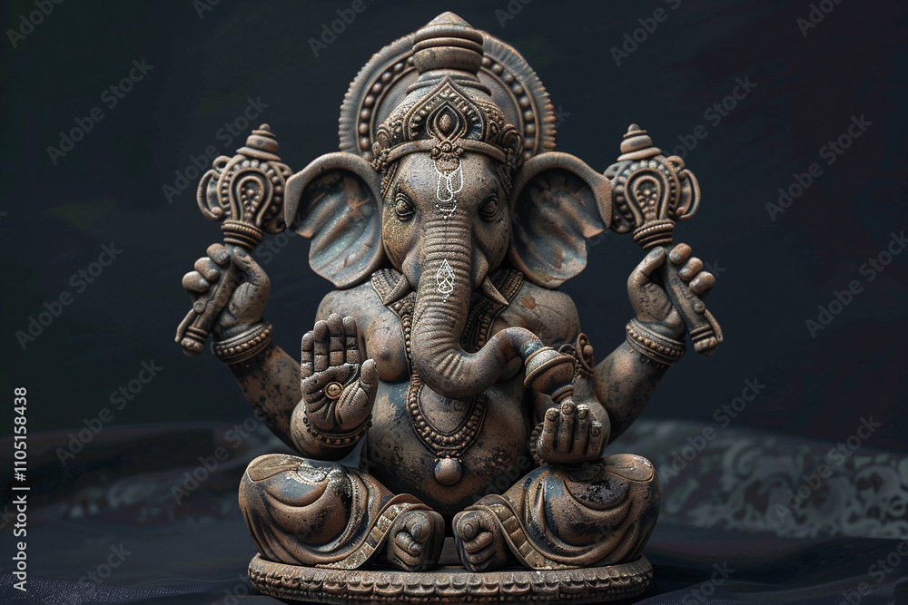 Fototapeta premium Greeting card with bright holiday composition for Ganesh Chaturthi