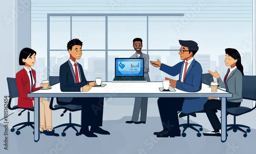 corporate team meeting animation