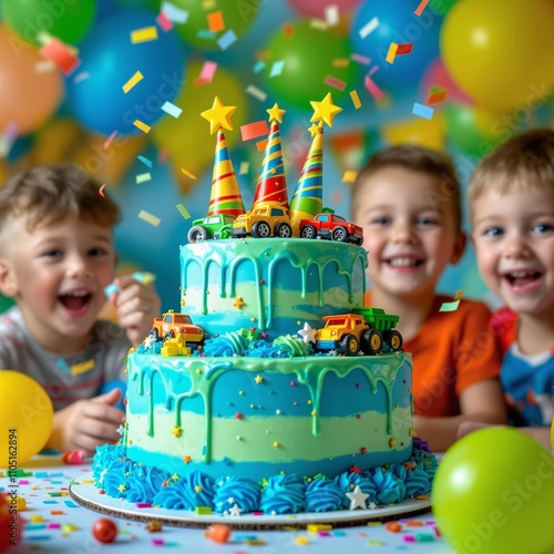 Group of children at birthday party at home