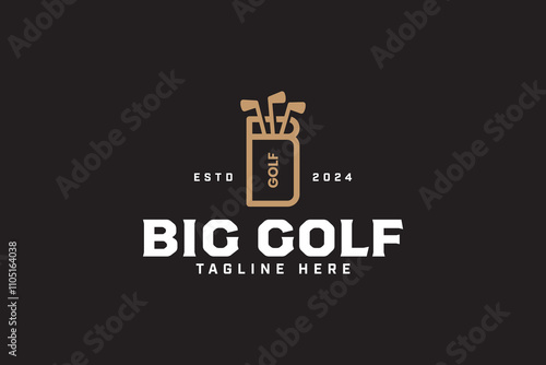 letter B with golf bag and stick modern logo design. letter B with golf club and bag elegant logo design set for golfer, golf sport, golf tournament and golf club