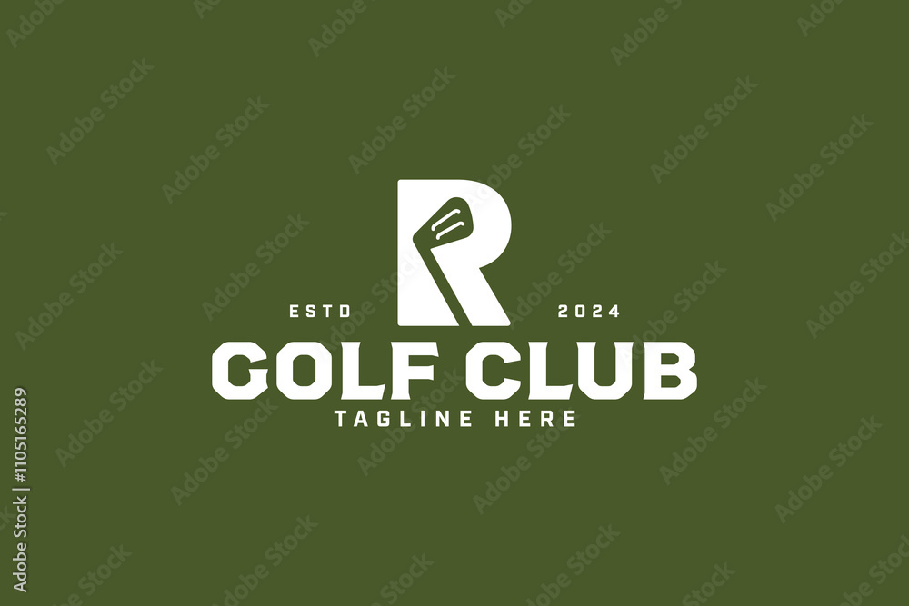letter R with golf club negative space modern logo design. letter r with golf stick shape elegant logo design set for golfer, golf sport, golf tournament and golf club letter R with golf club negative space modern logo design. letter r with golf stick shape elegant logo design set for golfer, golf sport, golf tournament and golf club