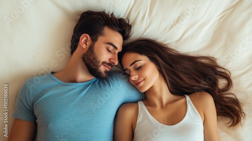 Couple sharing intimate moment bedroom lifestyle photography cozy environment close-up view love and connection