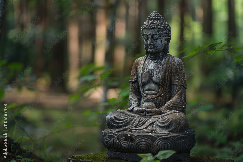 Beautiful greeting card with ancient statue great Buddha to bright holiday composition Beautiful greeting card with ancient statue great Buddha to bright holiday composition