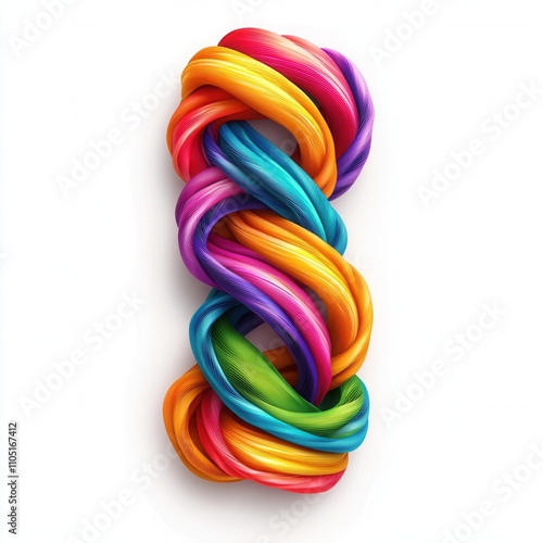 Wallpaper Mural A vibrant, colorful twisted rope featuring a blend of bright hues, creating a visually appealing and playful design. isolated on white background Torontodigital.ca