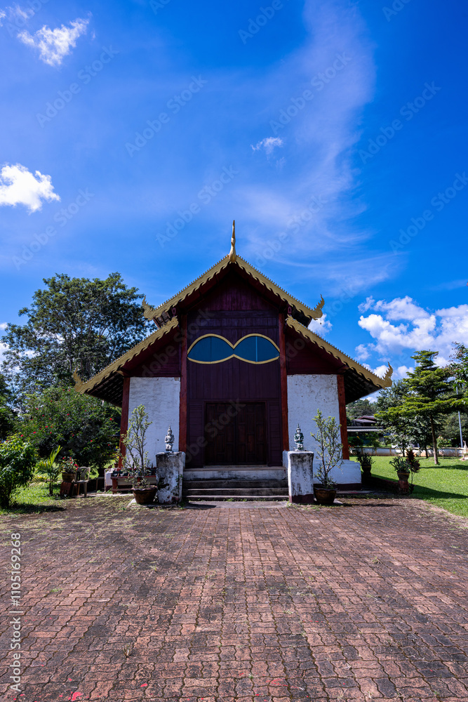 Wat Chan Buddhist temple there is a church that looks like glasses in Chiang Mai province, Thailand.