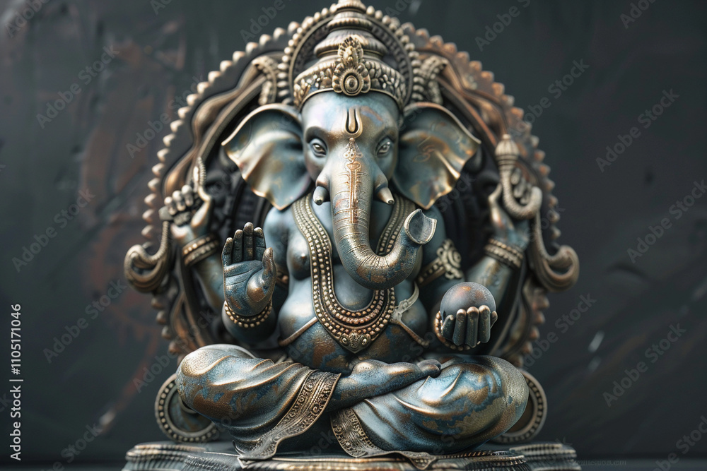 Fototapeta premium Greeting card with bright holiday composition for Ganesh Chaturthi