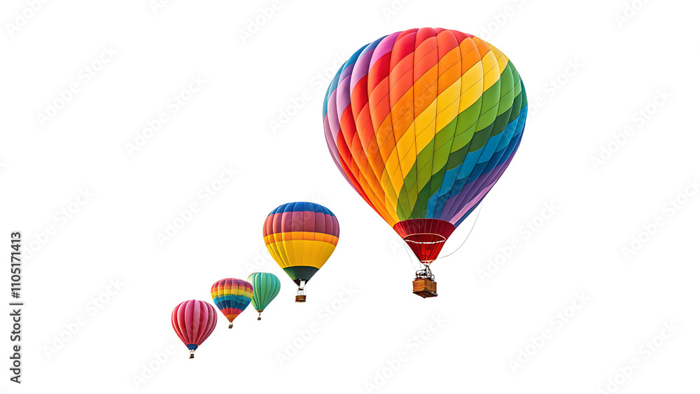 Fototapeta premium Hot Air Balloon Watercolour Sublimation Baby Shower Summer Clip Art Isolated Illustration on a Transparent Background