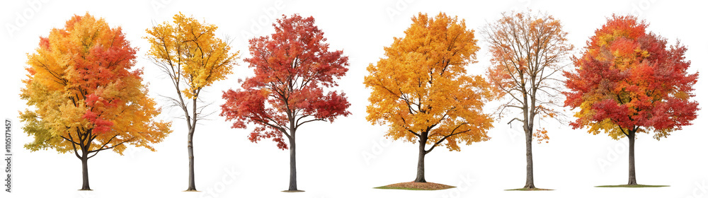 Collection of Beautiful Autumn Trees Isolated on Transparent Background Collection of Beautiful Autumn Trees Isolated on Transparent Background
