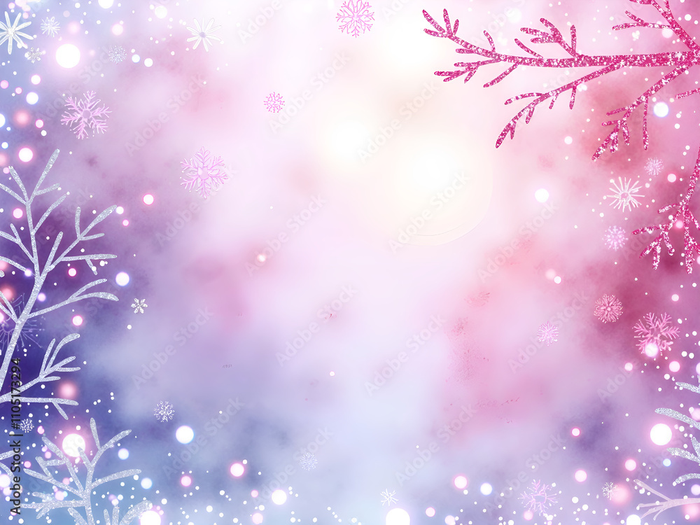 Serene winter background with frosty elements and soft color gradients, digital illustration of background design concept.