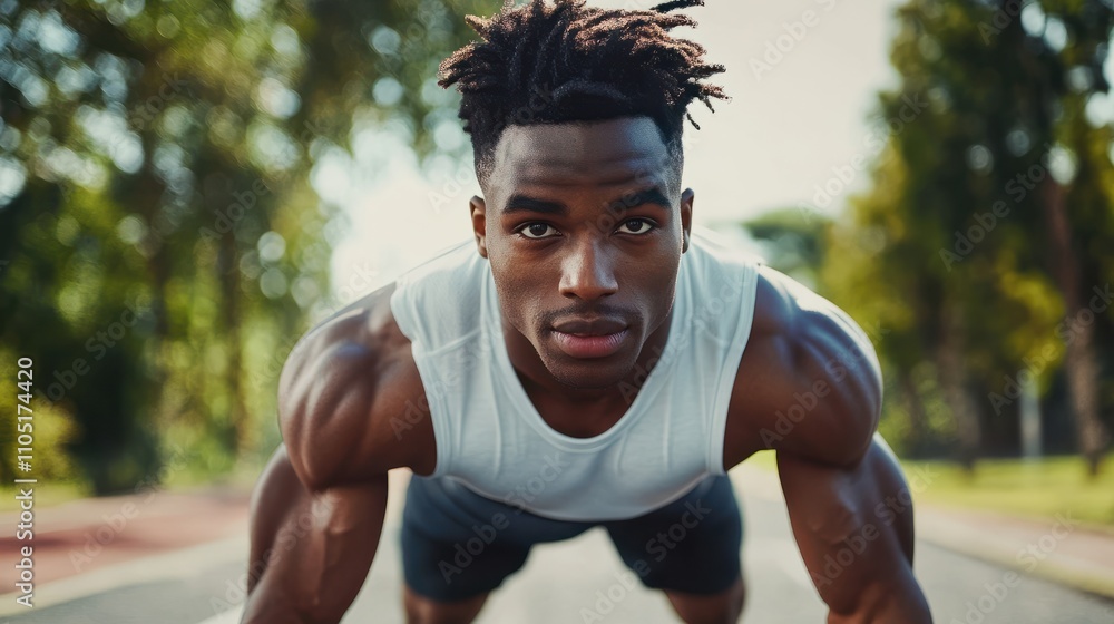 Young man fitness training outdoors Young man fitness training outdoors