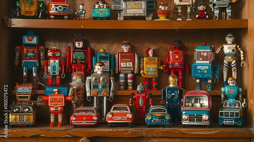 Wallpaper Mural Classic Collection of Vintage Robots and Toy Cars Torontodigital.ca