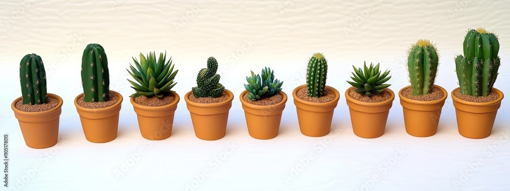 A lively assortment of varied houseplants in concrete pots emphasizing nature's elegance against a pure white background. A lively assortment of varied houseplants in concrete pots emphasizing nature's elegance against a pure white background.