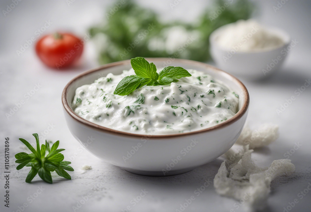Tzatziki Sauce isolated on white background Tzatziki Sauce isolated on white background