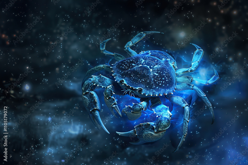 Astrological composition with concept of Cancer zodiac sign symbol