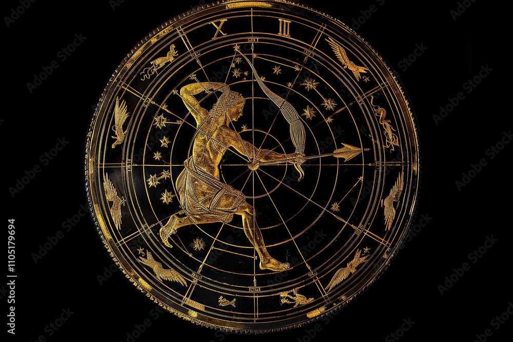 Astrological composition with Sagittarius zodiac sign symbol Astrological composition with Sagittarius zodiac sign symbol
