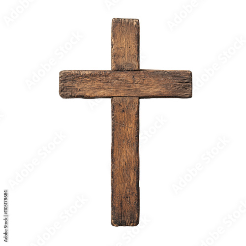 Wooden cross, isolated, transparent background, png