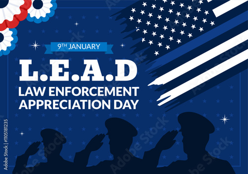 National Law Enforcement Appreciation Day or LEAD Illustration Celebrating and Showing Gratitude to Law Enforcement Officers in a Flat Background