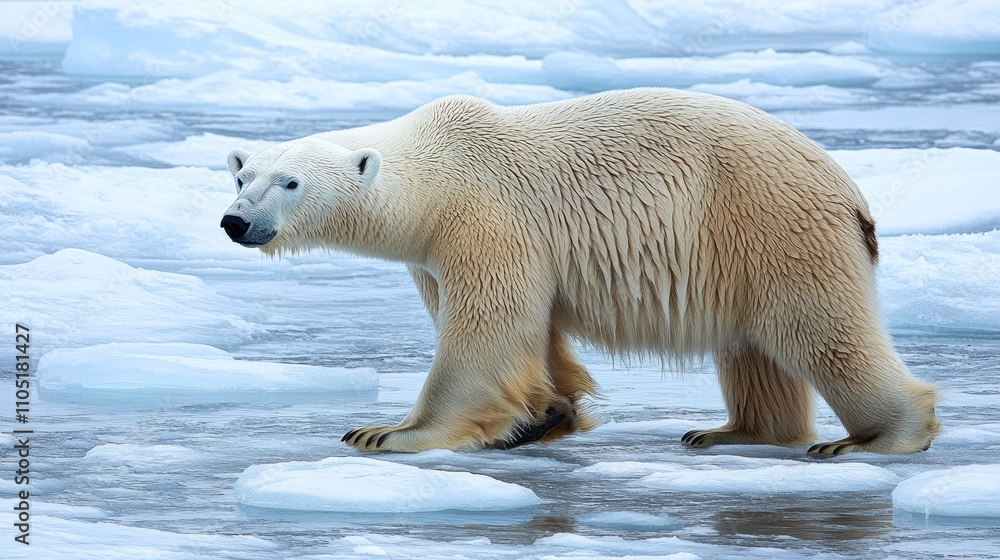 Polar Bear Walking Across Arctic Ice Floes Polar Bear Walking Across Arctic Ice Floes