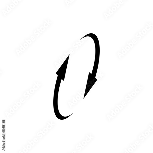 Two semicircular arrows rotate 360 ​​degrees. Following each other in a circle. Vector symbol.