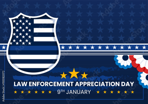 National Law Enforcement Appreciation Day or LEAD Illustration Celebrating and Showing Gratitude to Law Enforcement Officers in a Flat Background