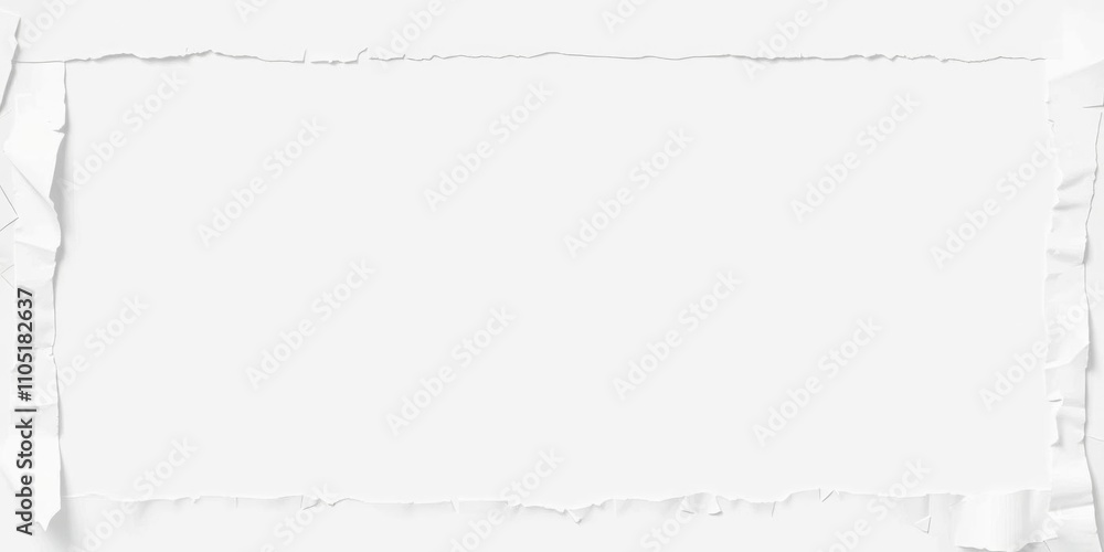 A minimalist white frame with a torn paper in the center, showcasing a sense of creativity and uniqueness, template, mockup A minimalist white frame with a torn paper in the center, showcasing a sense of creativity and uniqueness, template, mockup