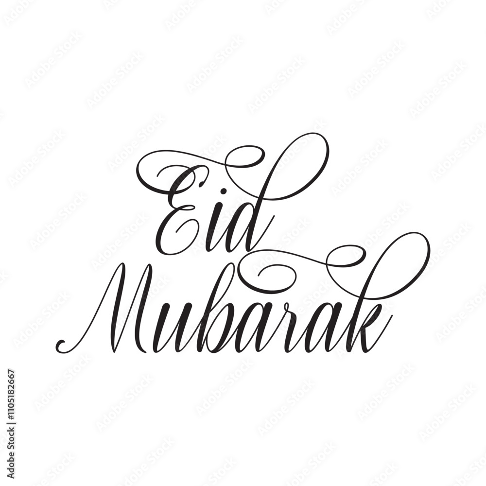 Obraz premium EID MUBARAK letter calligraphy banner. Digital Greeting Card, Holiday Card, Calligraphy Font style Banner. Vector illustration. EPS 10/AI