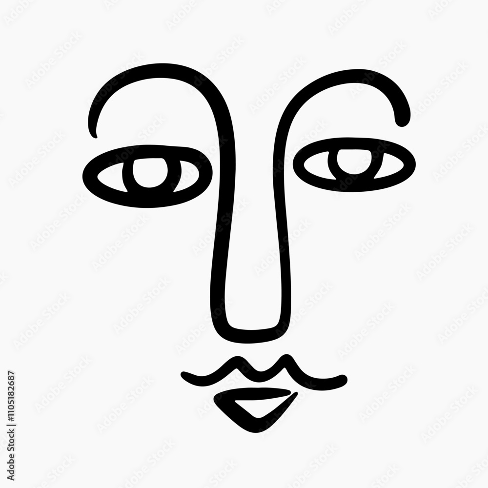 Fashion cubism one line drawing woman face logo Fashion cubism one line drawing woman face logo