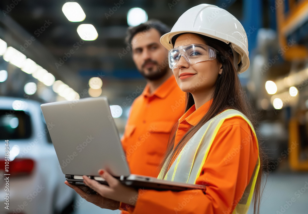 indian female engineer holding laptop indian female engineer holding laptop