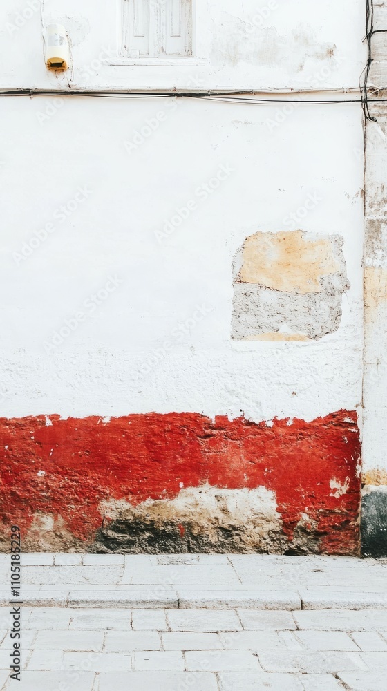 Naklejka premium The intersection of rusty border and white wall results in a captivating texture contrast, emphasizing the effects of time and weathering.