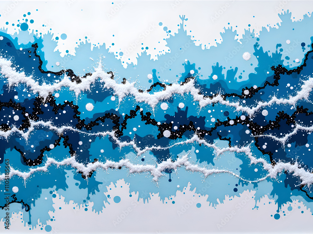 Obraz premium Abstract waves in vibrant blue and white a visual oceanic journey, digital art of abstract concept.